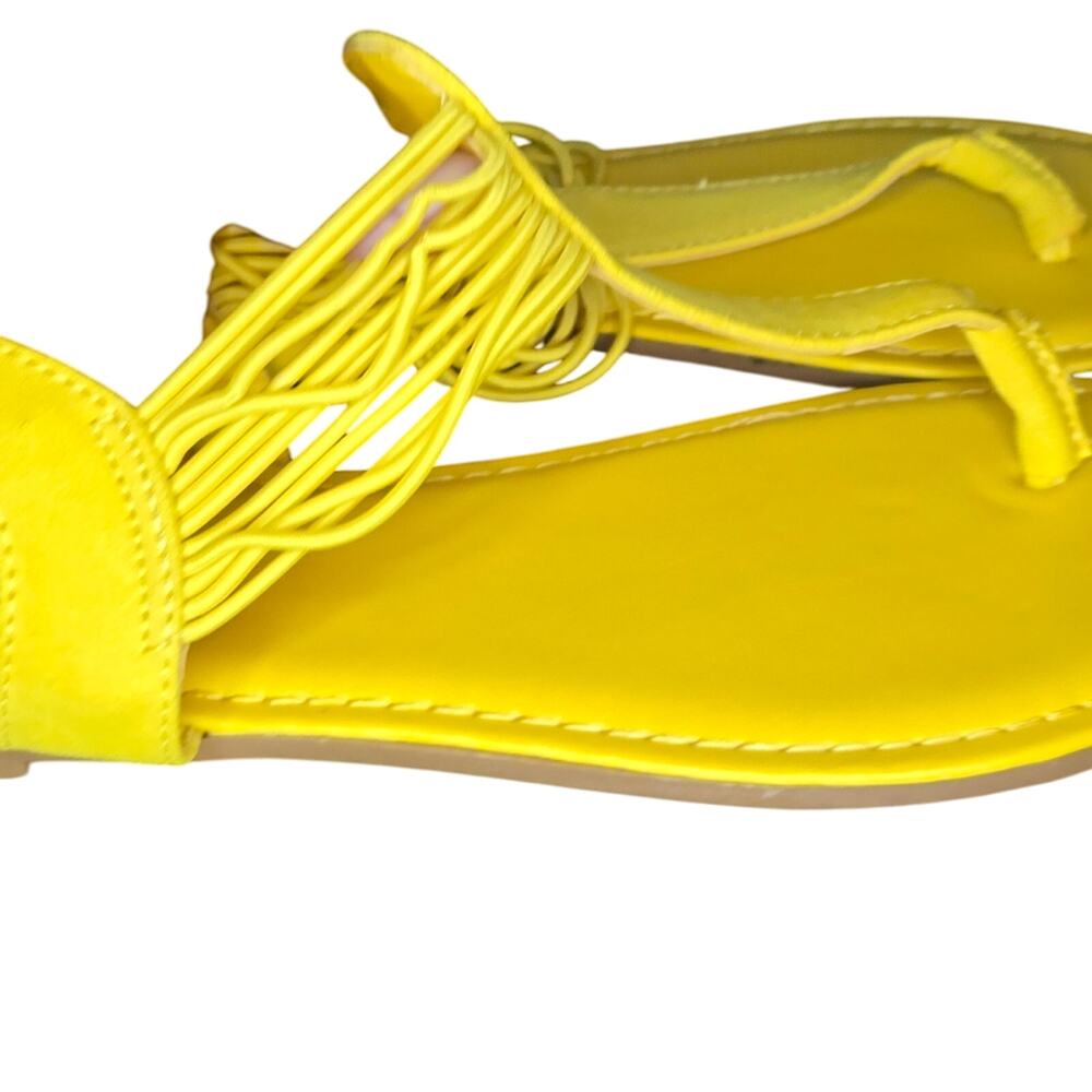 Rouge Helium Size 8 Yellow Strappy Flat Thong Sandals - Picture 5 of 7